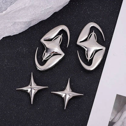 Silver Color Metal Cross Star Brooches