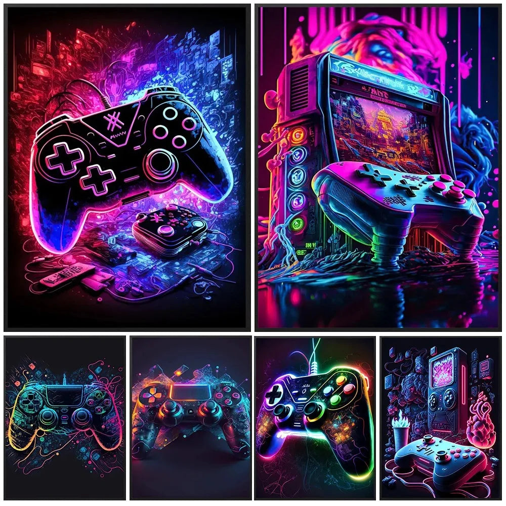 Neon Game Canvas Paintings Game