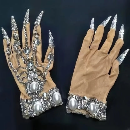 Sparkly Big Crystal Wrist Gloves age Wear