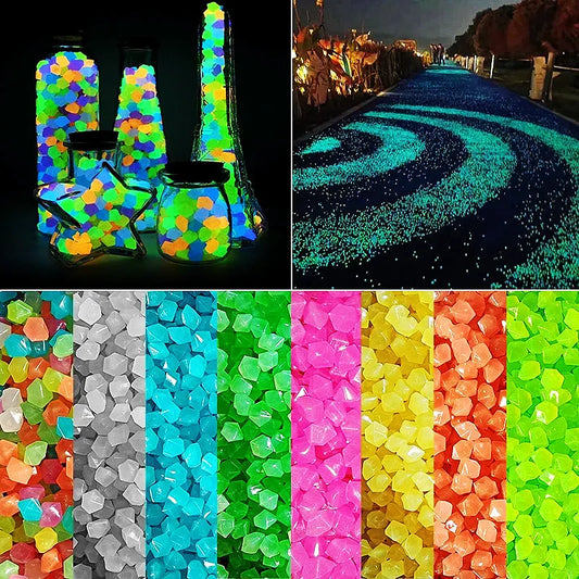 Outdoor Luminous Stones Glow In Dark Garden Pebbles Fish Tank Decoration Pebble Rocks Aquarium Mix Color Gardening 100/200pcs