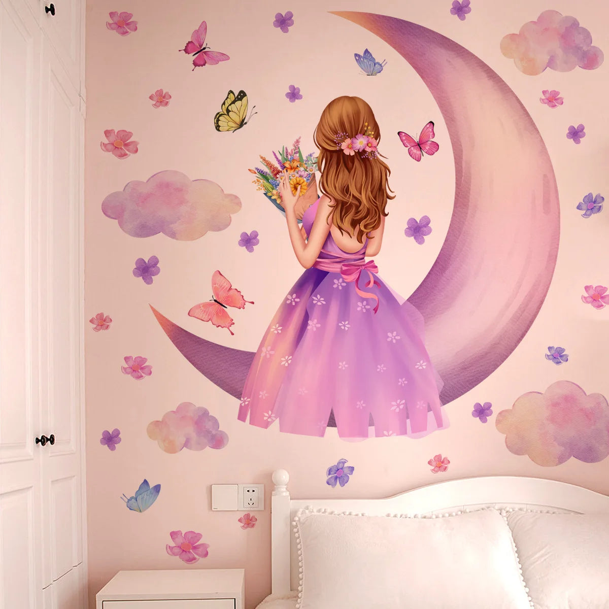 Large Girl Vinyl Tile Child Wall Stickers For Girl Room