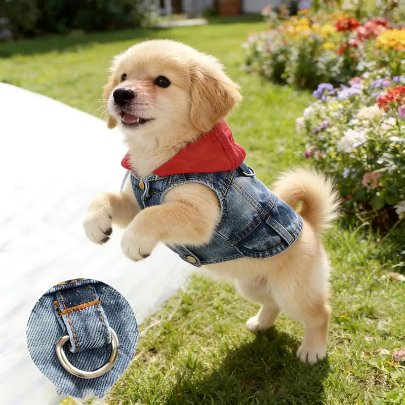 Dog Denim Jacket — Hoodie Harness Coat