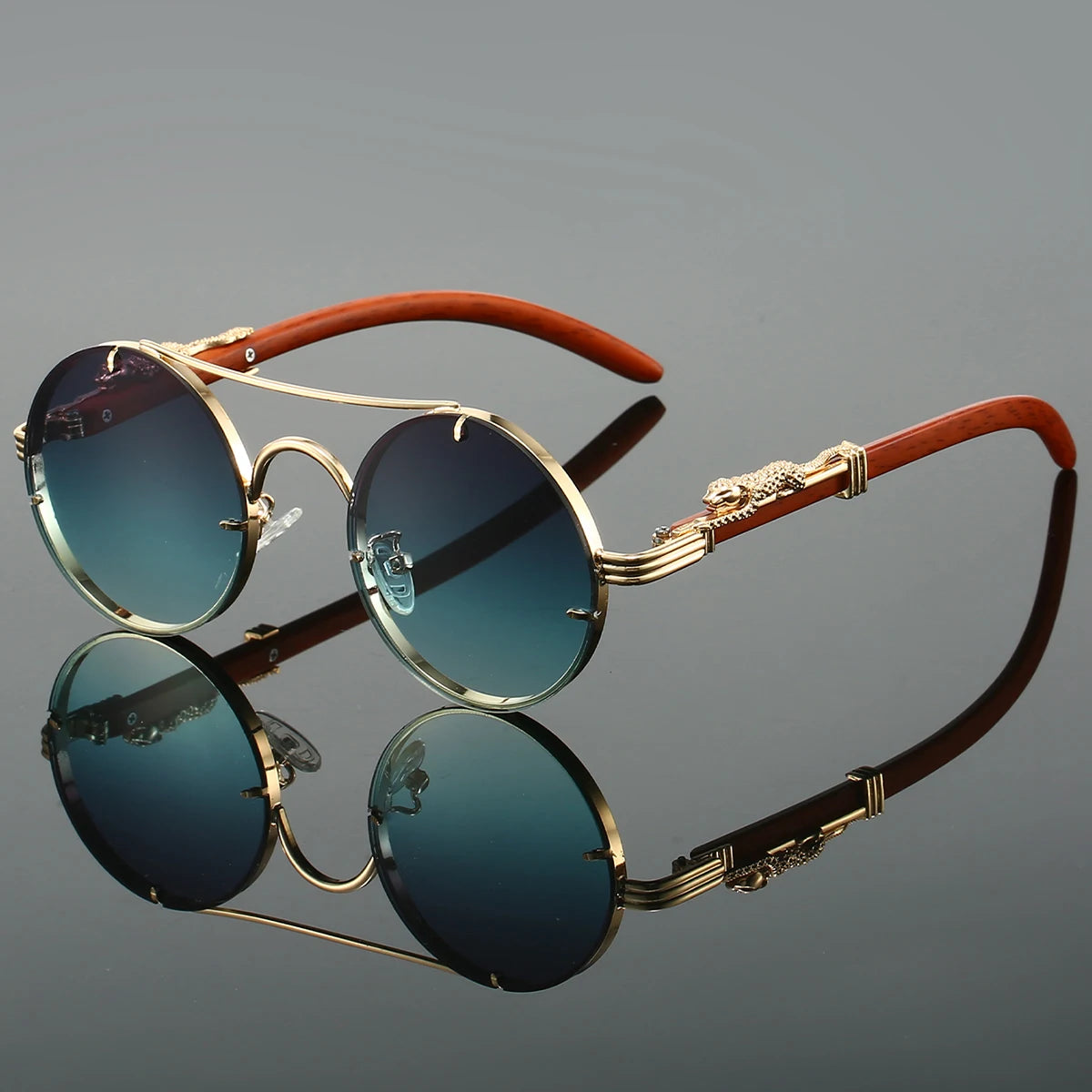 Vintage Double Bridge Round Sunglasses