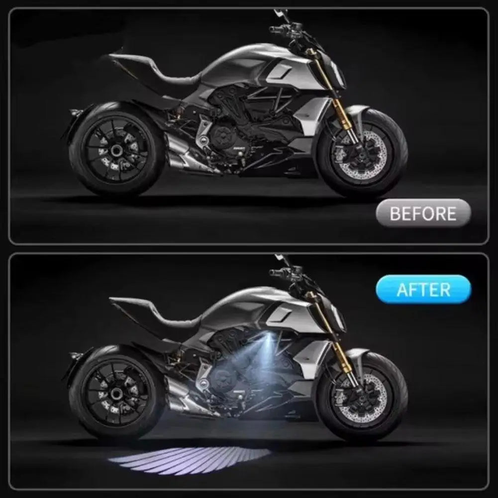 Winged Glow: Motorcycle LED Light Projectors Duo