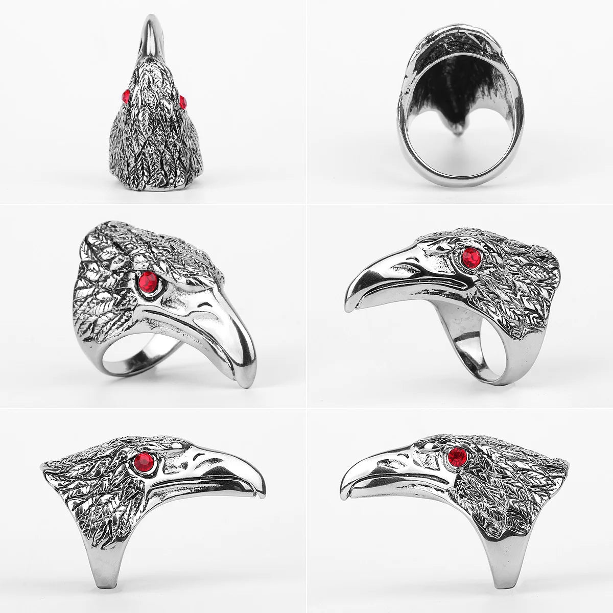 Stainless Steel Man Men Rings Crow