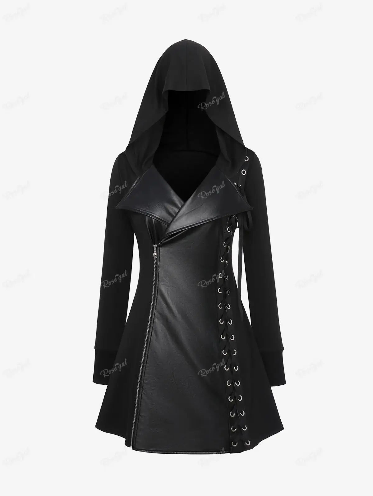 ROSEGAL Gothic Chic Hooded Plus Size Jacket