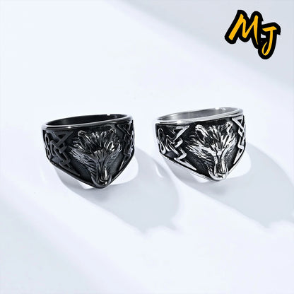 Punk Viking Wolf Head Rings