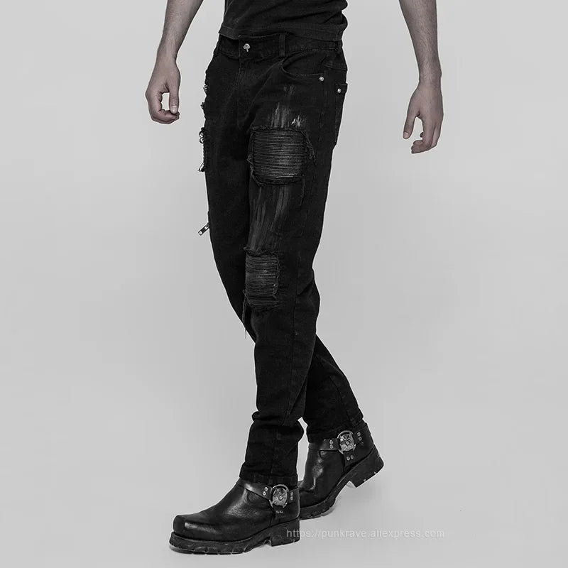 Punk Rave Men's Gothic Patchwork Trousers