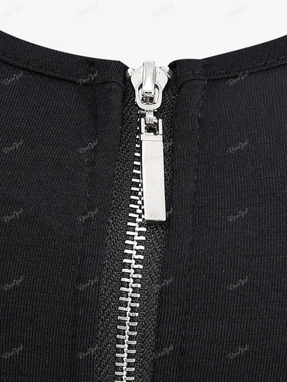 Gothic Plus-Size Fishnet Zipper Top for Summer Fun