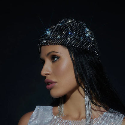 Sparkly Diamonds Fishnet Turban Hat