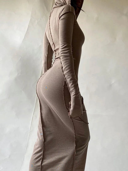 Cozy Chic Patchwork Maxi Hooded Dress