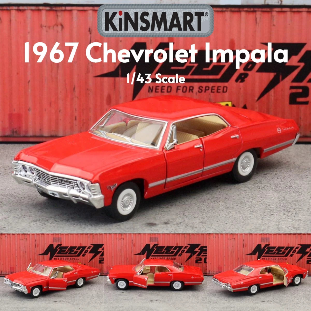 Chevrolet Impala 1967 Diecast Model — 1:43 Pull Back Miniature