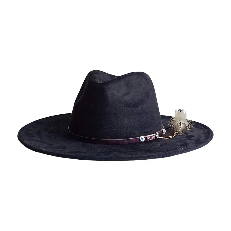 Wide Brim Suede Fedora — 36 Colors