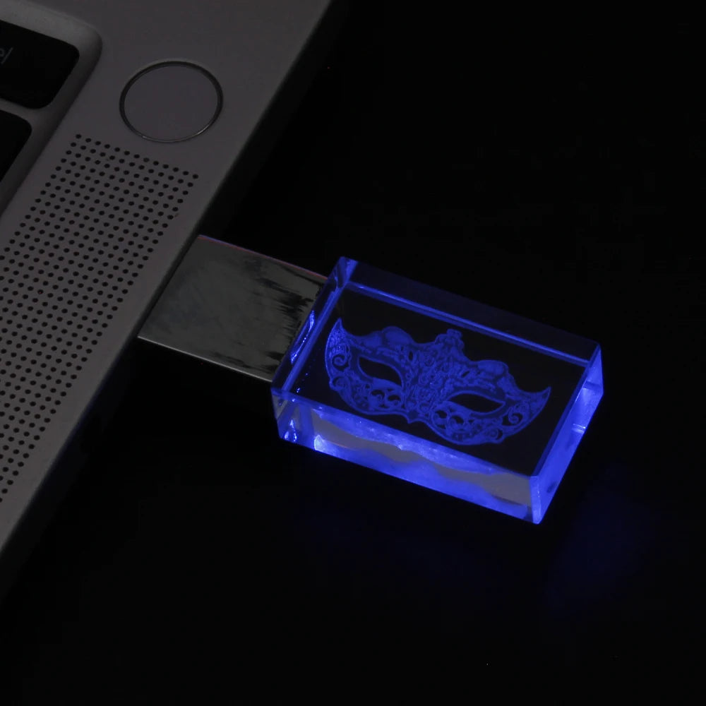 Crystal Blue Light 2.0 USB Flash Drive