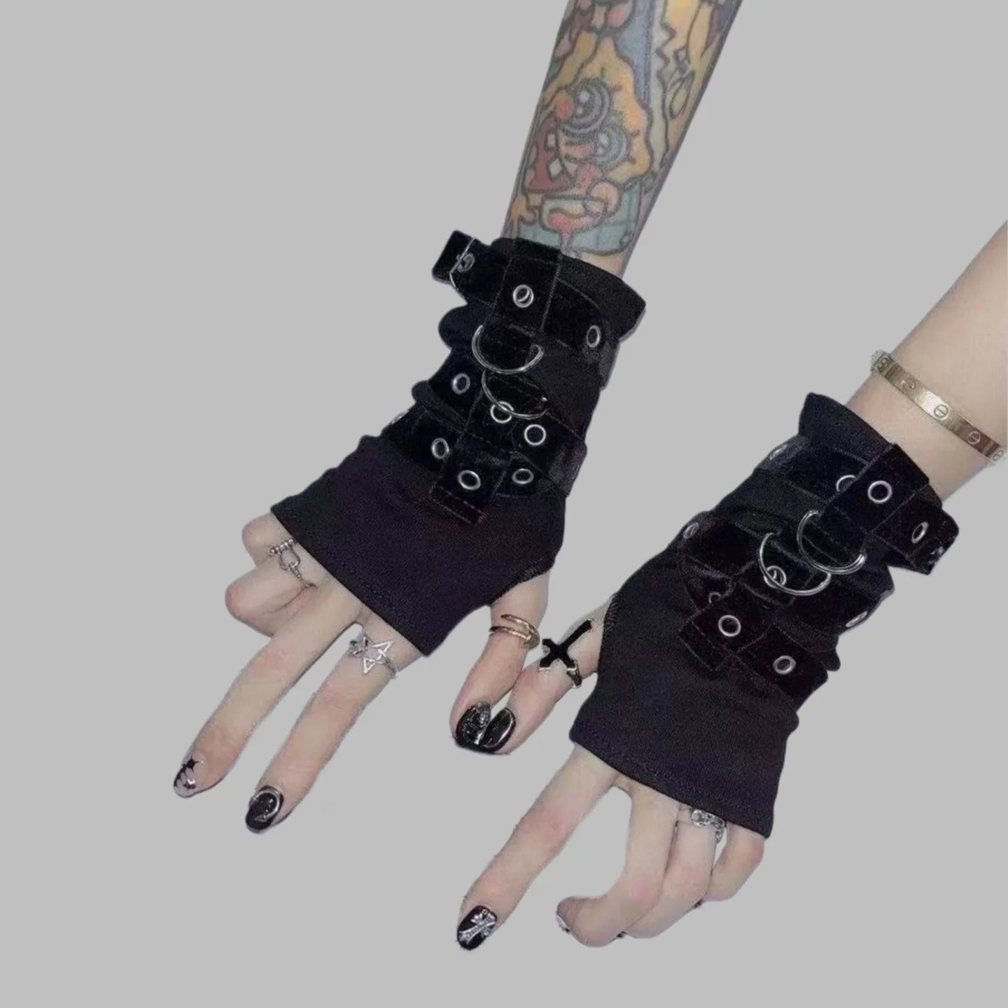 Y2K Punk Fingerless Gloves