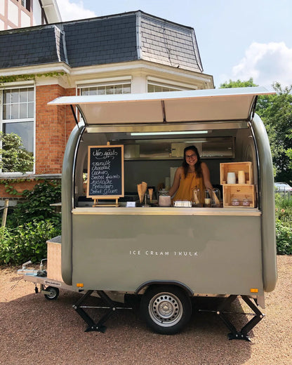 New Design Trailer Type Full Stainless Steel Food Vending Cart for sale