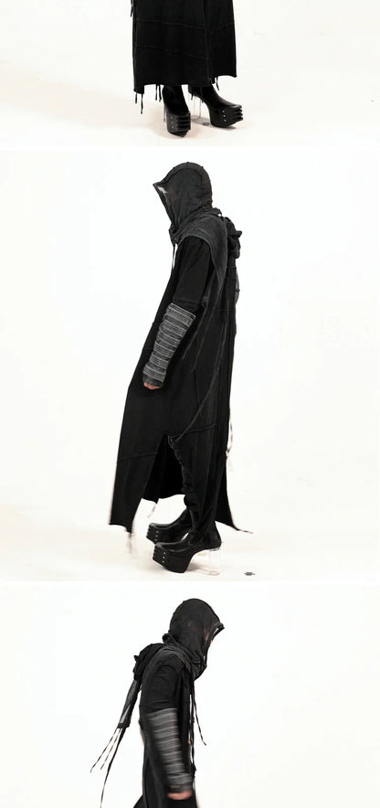 Gothic Vintage Distressed Hooded Cape Windbreaker