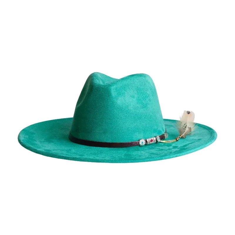 Wide Brim Suede Fedora — 36 Colors