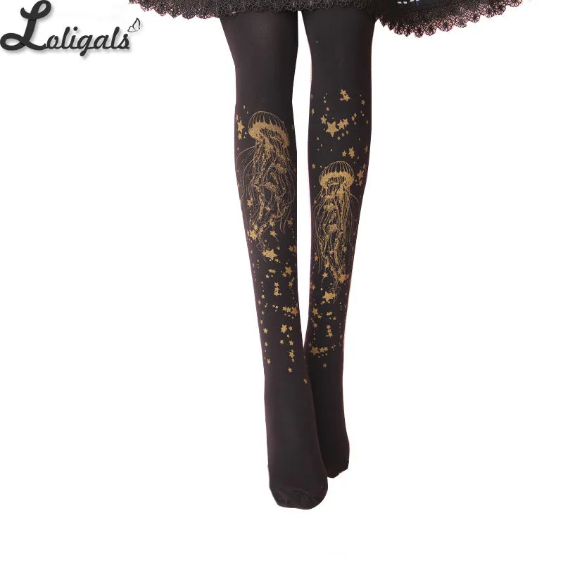 Sweet Jellyfish Printed Lolita Pantyhose