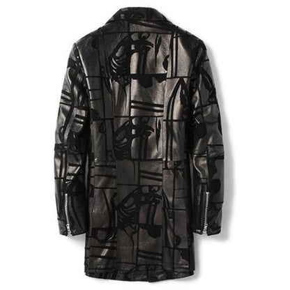 Genuine Leather Jacket Men Mid Length Suit