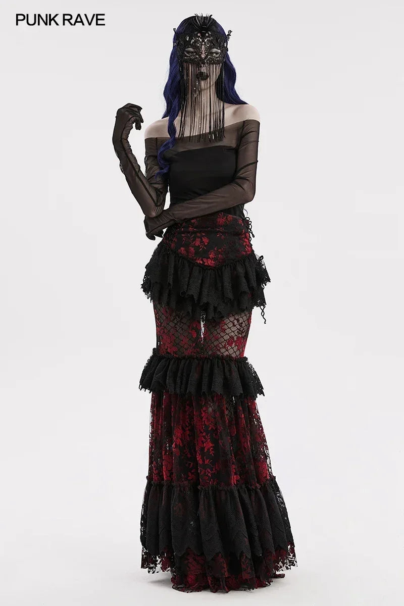 Gothic Fringed Lace Coffin Eye Mask