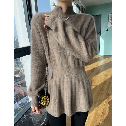 Knitted Dress 100% Cashmere Long Sweater Skirt