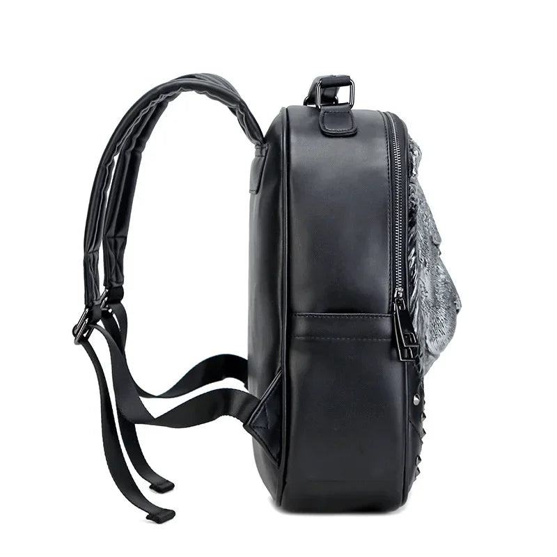 Casual 3D Lion Thick Leather Backpacks