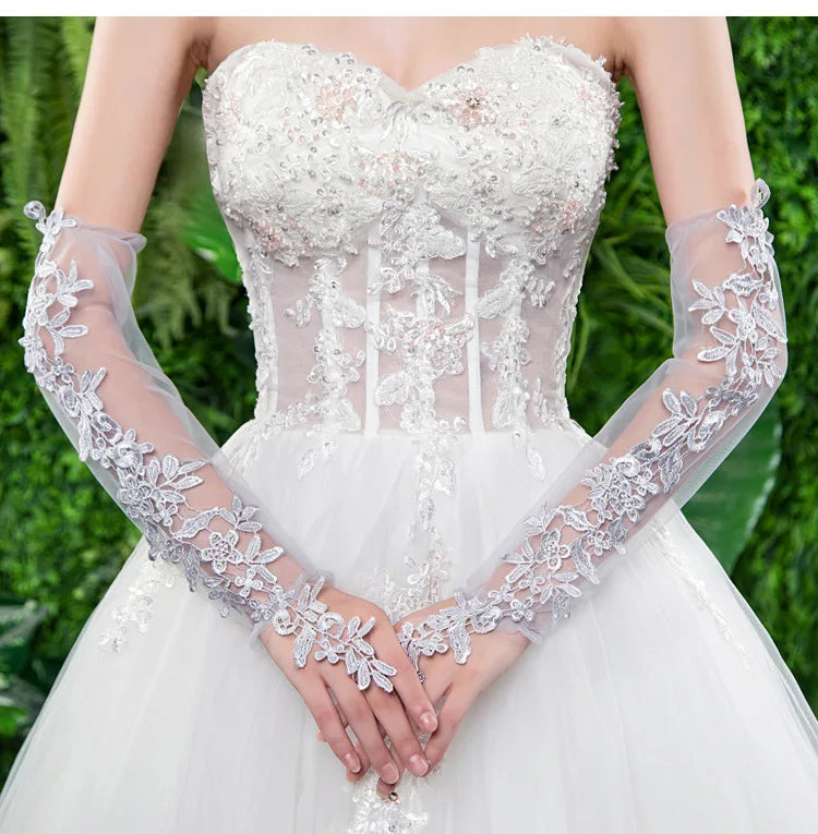 Lace Elbow-Length Fingerless Gloves