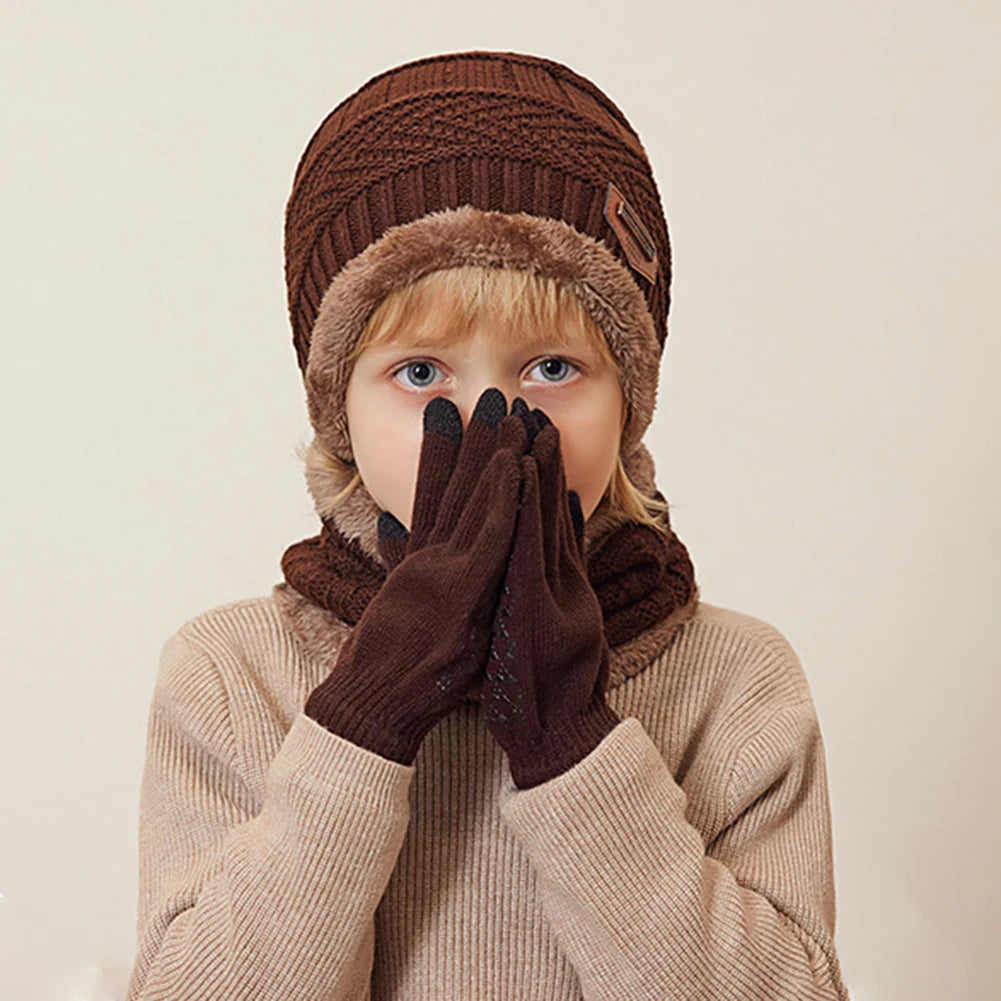 Knitted 3-piece Hats Warming Practical Children