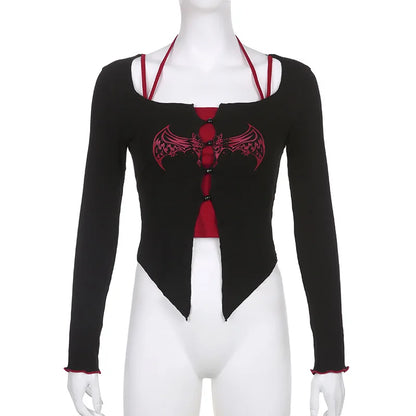 Dark Grunge E-Girl Crop Set – Skull Style