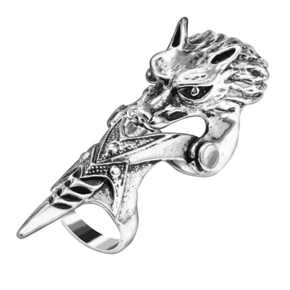 Gothic Knuckle Dragon Rings Vintage Wolf Silvery Armor