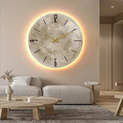 Celestial Sandstone Moon Clock & Light Decor