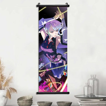 Cyber Rebecca Scroll Canvas: Futuristic Wall Art