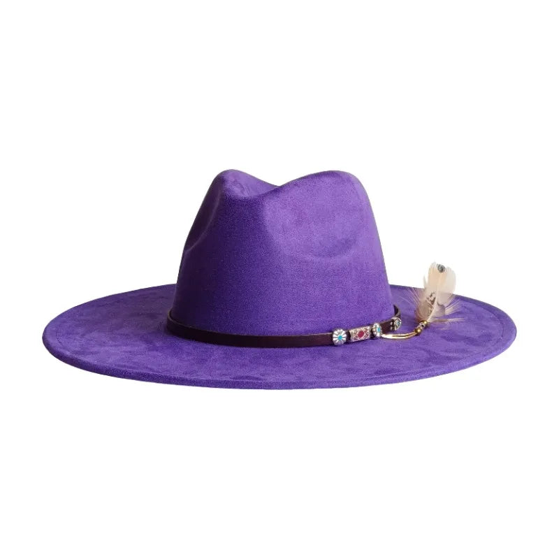 Wide Brim Suede Fedora — 36 Colors