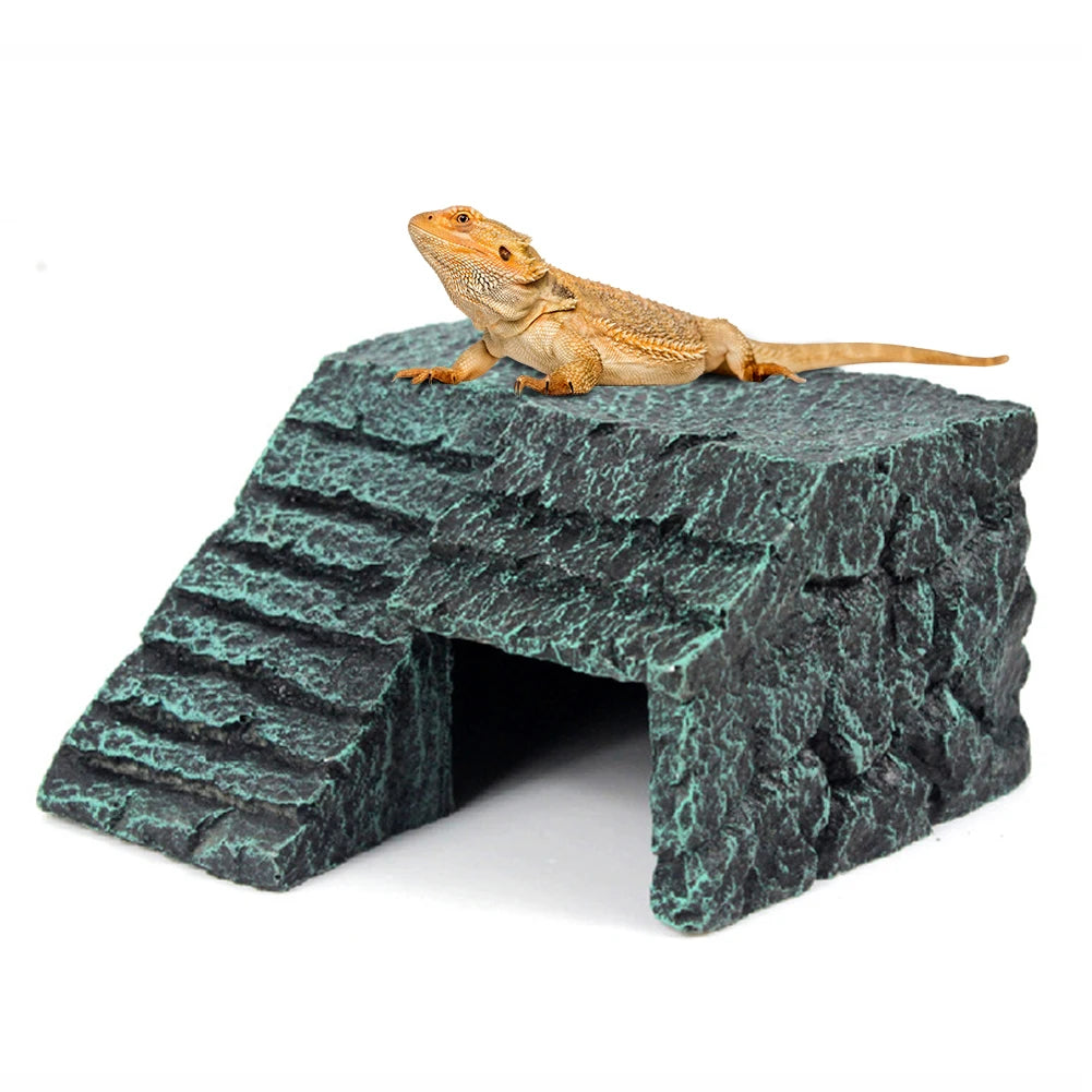 Reptile Resin Stones Hide Cave Pet