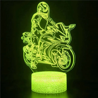 3D Motorcycle Night Light: Kids' LED Bedside Lamp