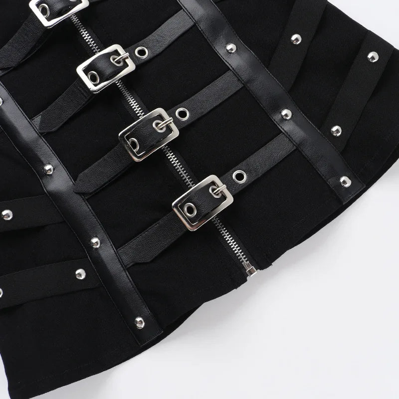 Grunge Gothic Zip Corset Tank Top