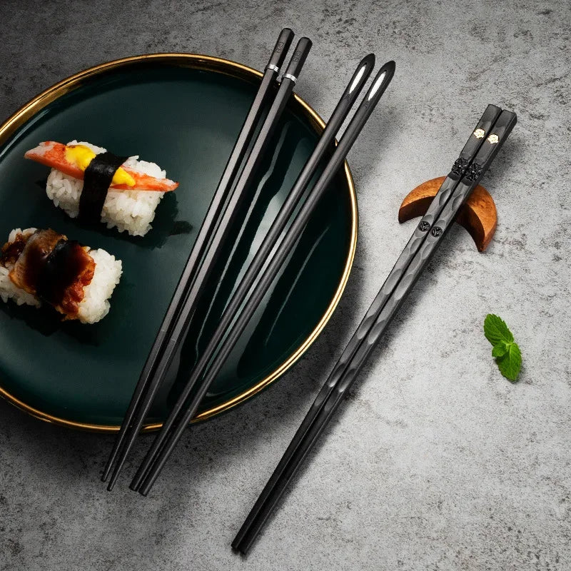 Japanese Non-Slip Chopsticks — 5 Pairs Metal