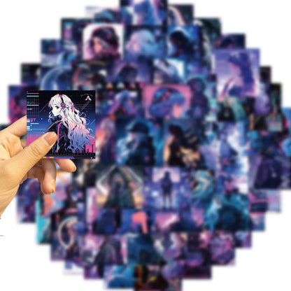 Futuristic Cyberpunk Girl Sticker Pack - 10/62 PCS