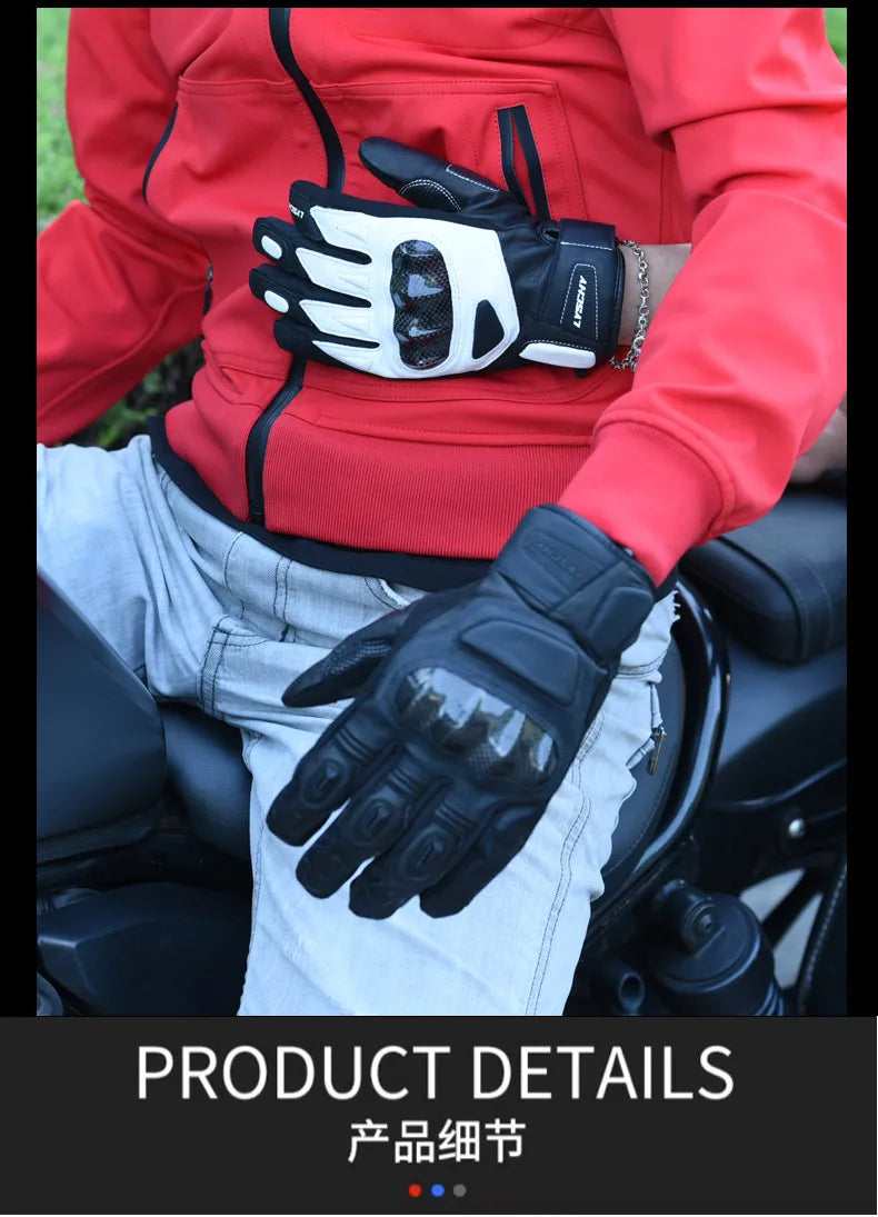 LYSCHY Winter Waterproof Leather Motorcycle Gloves
