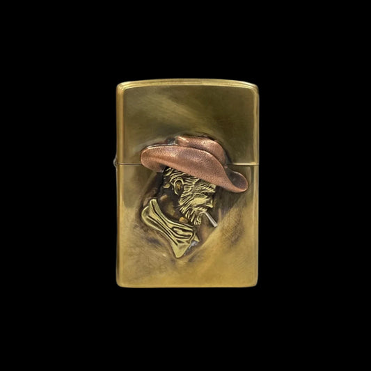 Brass Cow Man Gift Western Lighter Storage Case