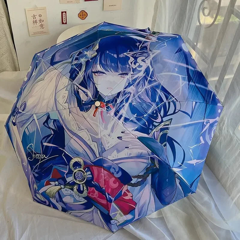 Genshin Impact Anime 3-Fold Umbrella - Raiden Style