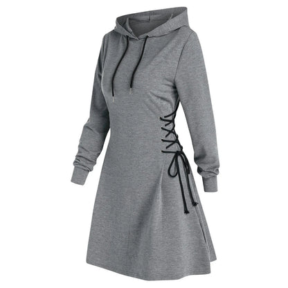 Cozy V-Neck Tie-Waist Hoodie Dress for Women