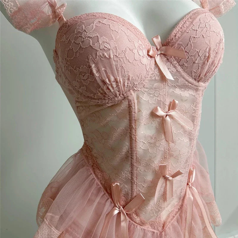 Velvet Lace Corset & Panty Set - Pure Desire