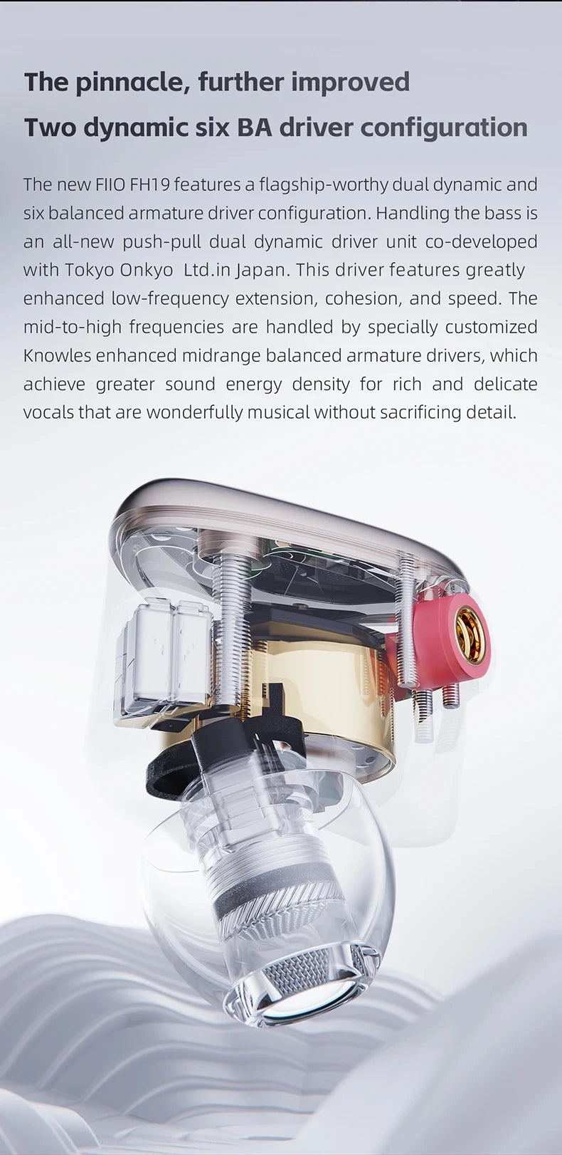 FiiO FH19 2DD+6BA Hybrid Driver HiFi Music IEM Hi-Res Audio In-Ear Earphone MMCX Detachable Cable Wried Earbuds