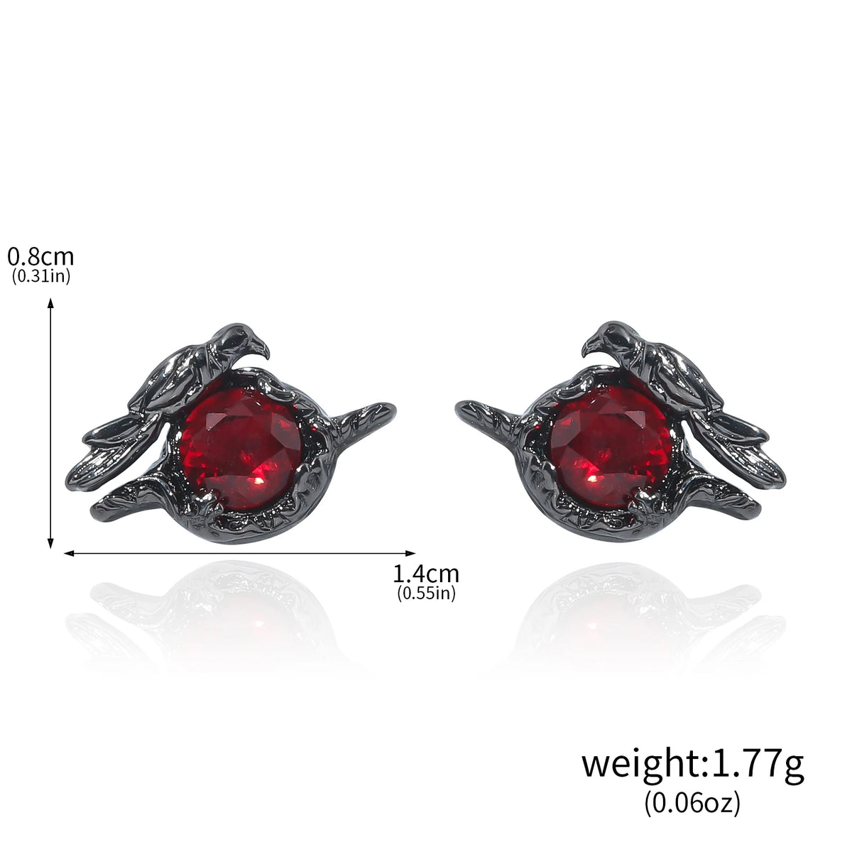 Black Crow Drop Earrings — Gothic Punk Chain
