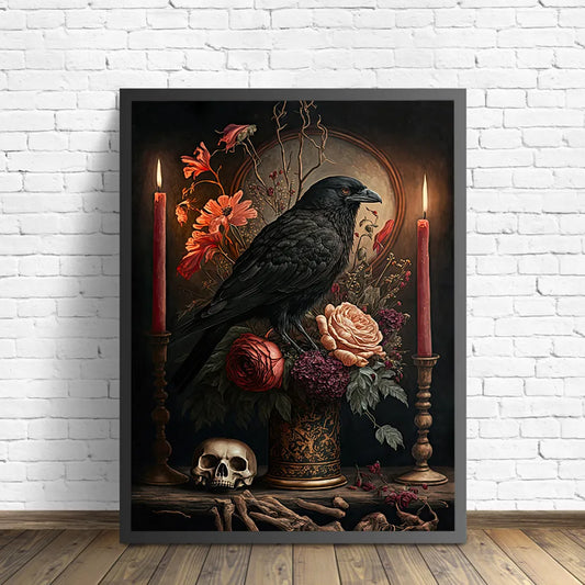 The Raven Watercolor Canvas Painting Poster