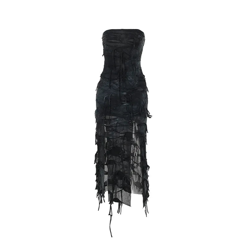 Hole Strapless Grunge Dress