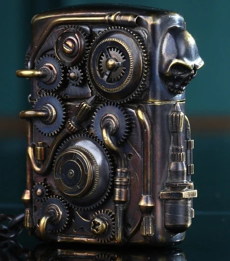 steampunk skull gear handmade kerosene lighter