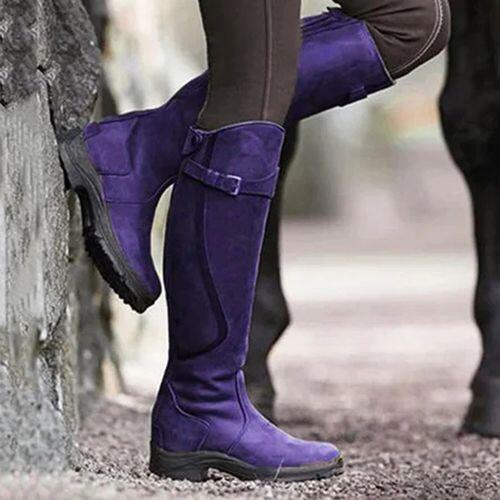 Long Boots Women's Flat bottomed Round Head Leather